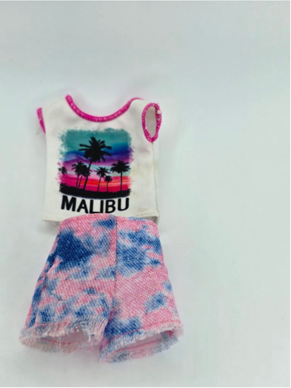 Unbranded Doll Malibu White Pink Tie-Dye Matching Set